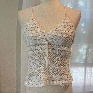 Canyon River Blues White Crochet Top